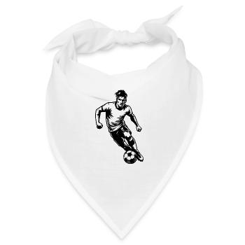 Fussballspieler mit Ball Richtung Tor Angriff - Bandana - Weiß - Vorne