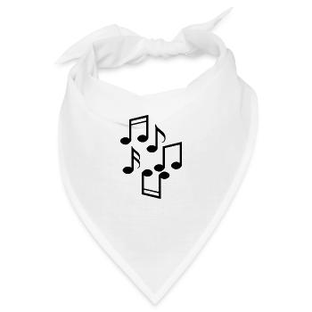 Musiknoten - Bandana - Weiß - Vorne