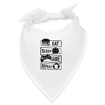 Eat Sleep Game Repeat Gamer Konsole Computer - Bandana - Weiß - Vorne