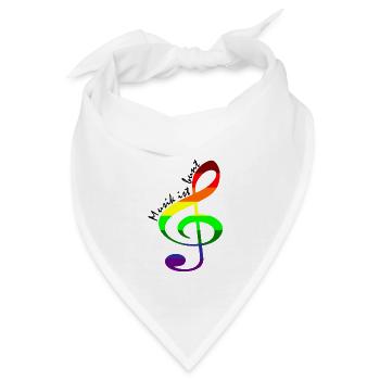 Notenschlüssel Regenbogenfahne Regenbogenfarben - Bandana - Weiß - Vorne