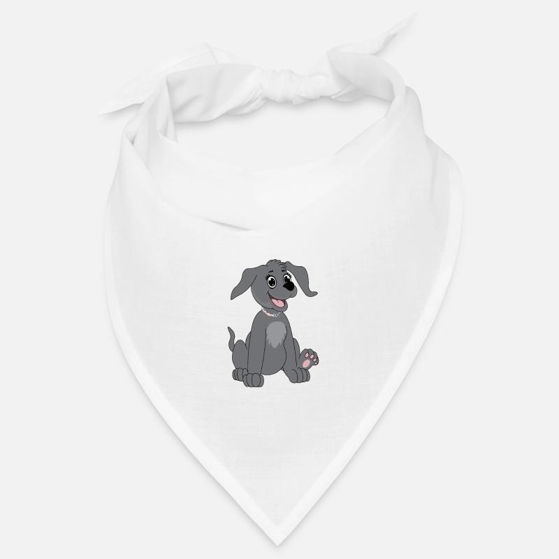 Hund sitzt - grau - Bandana - Weiß