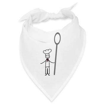 Chefkoch, Koch mit Kochlöffel und Kochmütze - Bandana - Weiß - Vorne