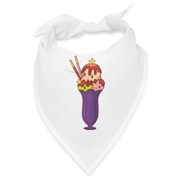 Eis Speiseeis Eiskrem Eiscreme Kugeleis Eisbecher - Bandana - Weiß - Vorne