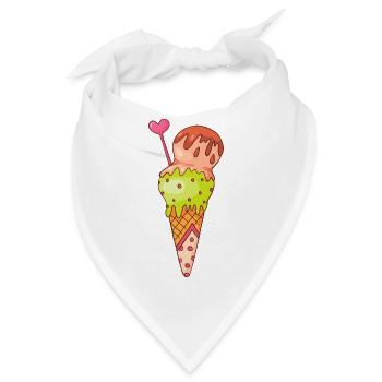 Eis Speiseeis Eiskrem Eiscreme Kugeleis Eisbecher - Bandana - Weiß - Vorne