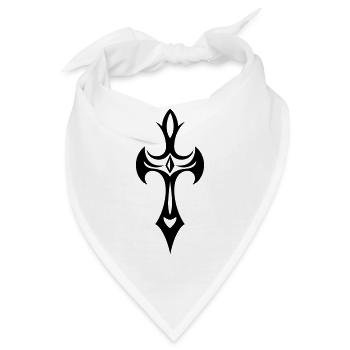 Kreuz mit Edelstein, Zacken und Dornen - Bandana - Weiß - Vorne