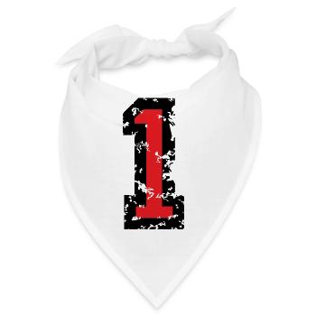 Zahl 1 - Nummer 1 (Vintage Rot) Nr. 1 - Bandana - Weiß - Vorne