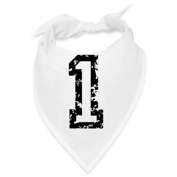Zahl 1 - Nummer 1 (Vintage Weiß) Nr. 1 - Bandana - Weiß - Vorne