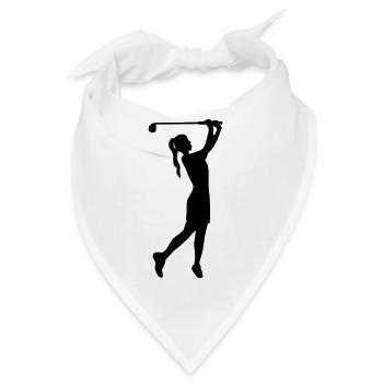 Golferin Silhouette, Golf Abschlag Damen Golf  - Bandana - Weiß - Vorne