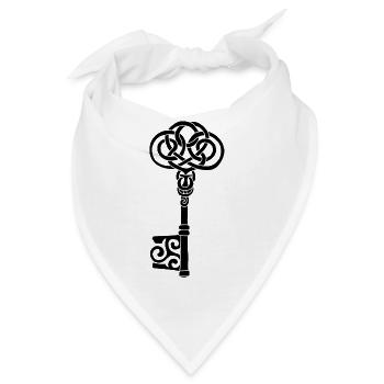 Schwarzer keltischer Schlüssel - Bandana - Weiß - Vorne