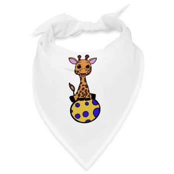Giraffe Illustration – Kinderzimmer Safari Deko - Bandana - Weiß - Vorne