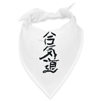 Aikido - Schriftzeichen Japanisch / Aikidoka - Bandana - Weiß - Vorne