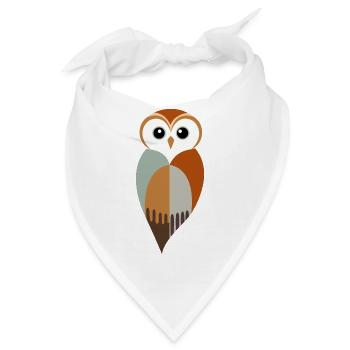 Stilisierte Eule - Bandana - Weiß - Vorne