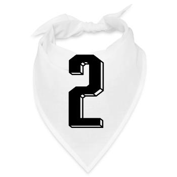 Nummer 2 - Zahl ZWEI Trikotnummer 2 Jahre - Bandana - Weiß - Vorne