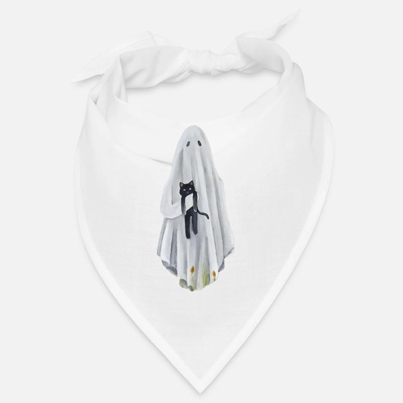 Geist mit Katze - Bandana - Weiß