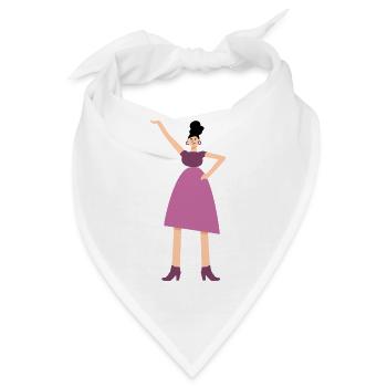 Frau im pinken Kleid - Bandana - Weiß - Vorne