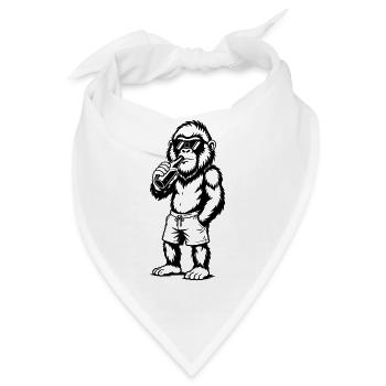 Cooler Gorilla mit Sonnenbrille und Drink - Bandana - Weiß - Vorne