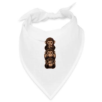 Drei Affen Bedeutung Loyalität Zivilcourage - Bandana - Weiß - Vorne