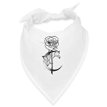 Rose und Mond dotwork Projekt Tattoo - Bandana - Weiß - Vorne