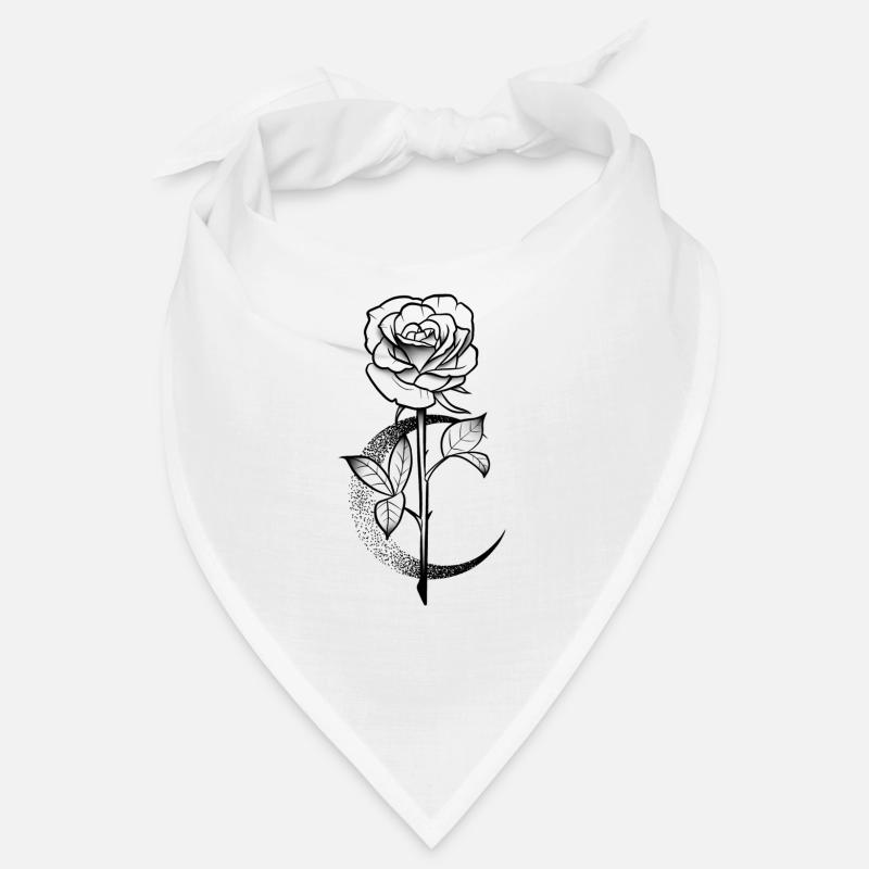 Rose et lune dotwork projet tatouage Bandana