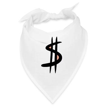 Dollarzeichen / $ Dollar Symbol, Zeichnung - Bandana - Weiß - Vorne