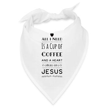 Cup Of Coffee And Heart Full Of Jesus - Bandana - Weiß - Vorne