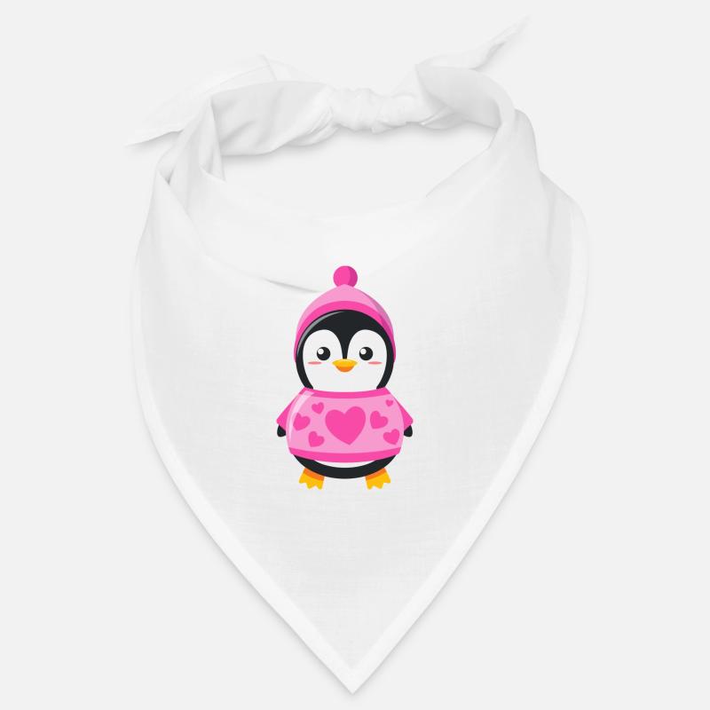 Un pingouin mignon avec un pull en forme de coeur et une casquette Bandana
