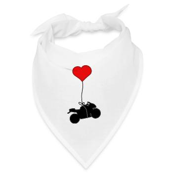 Motorrad mit Herz - Bandana - Weiß - Vorne