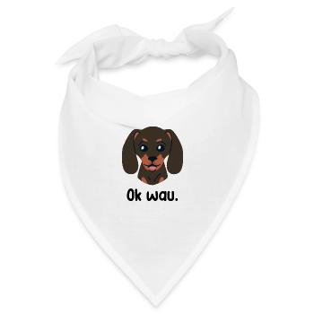 Ok wau mit Dackel Dachshund Hundeliebhaber - Bandana - Weiß - Vorne