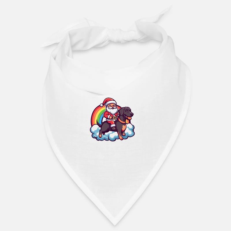 Dobermann Hund Weihnachtsmann Regenbogen Bandana