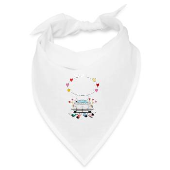 Hochzeitsauto mit Sprechblase in Silber - Bandana - Weiß - Vorne