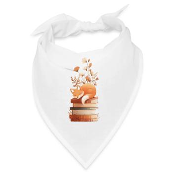 Fuchs auf Bücherstapel - Bandana - Weiß - Vorne