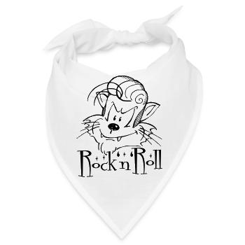 Rock'n'Roll Cat, Design von Mondwinkel - Bandana - Weiß - Vorne