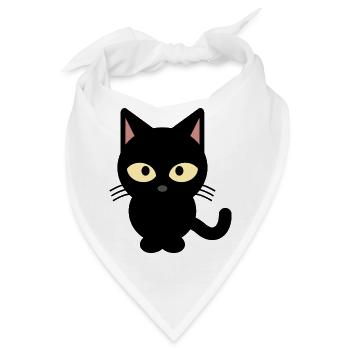 Schwarze Katze - Bandana - Weiß - Vorne