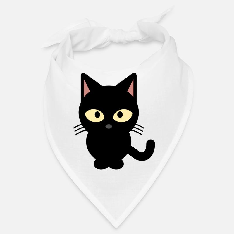Schwarze Katze - Bandana - Weiß