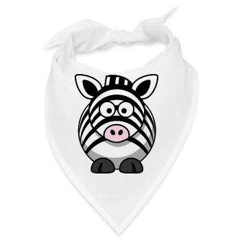 Zebra Cartoon - Bandana - Weiß - Vorne