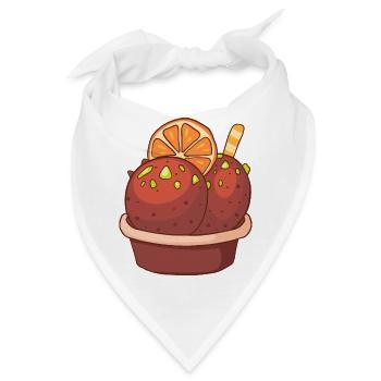 Eis Speiseeis Eiskrem Eiscreme Kugeleis Eisbecher - Bandana - Weiß - Vorne