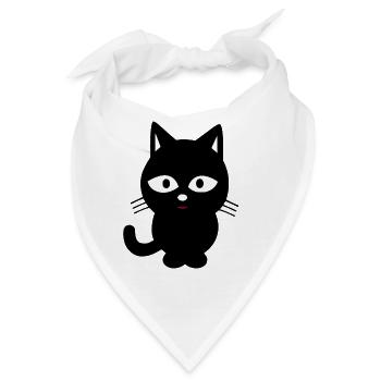 schwarze Katze - Bandana - Weiß - Vorne