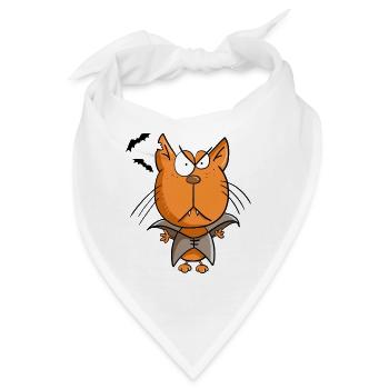 Vampir Katze I Halloween - Bandana - Weiß - Vorne