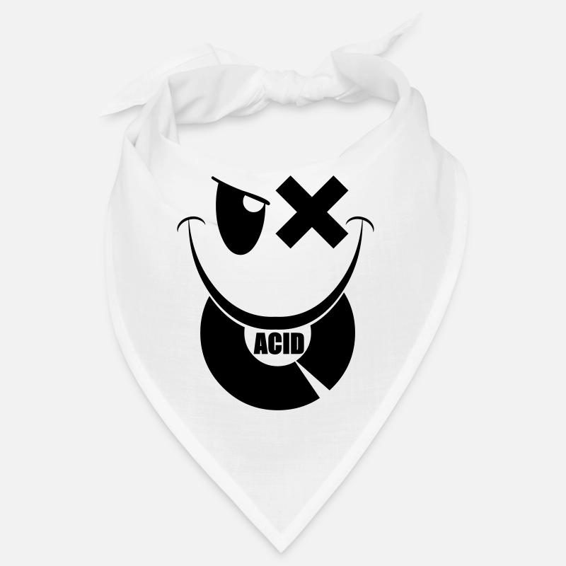 smiley acid techno vinyl - Bandana - blanc