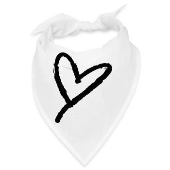 Worthy – Herz Skizze – Kritzel Herzmotiv - Bandana - Weiß - Vorne
