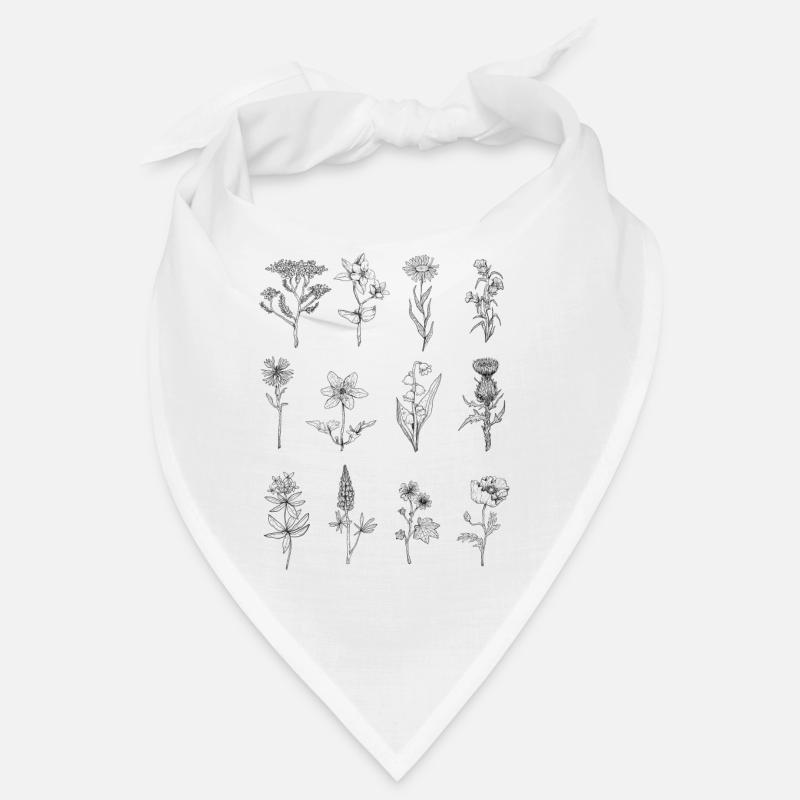Dessin au trait fleurs sauvages Bandana