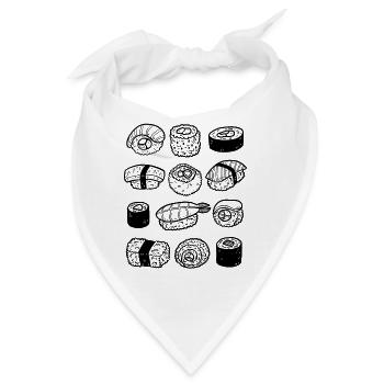 Sushi Line Art - Bandana - Weiß - Vorne