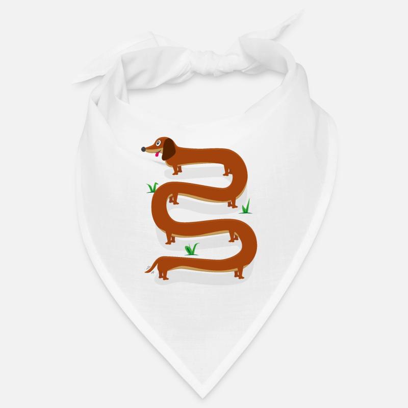 Chien saucisse long - Teckel - Bandana - blanc
