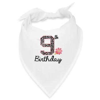 9. Geburtstag 9 Jahre altes Mädchen Leopard Butterfly ag - Bandana - Weiß - Vorne