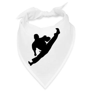 Jumpkick Geri Kick Karate oder Teakwondo - Bandana - Weiß - Vorne