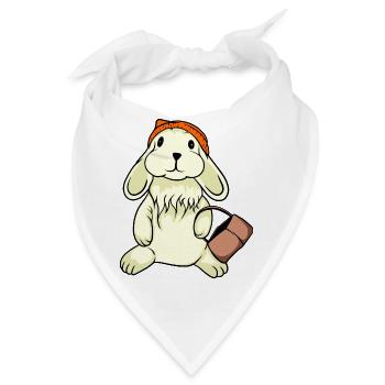 Hase mit Mütze und Korb - Bandana - Weiß - Vorne