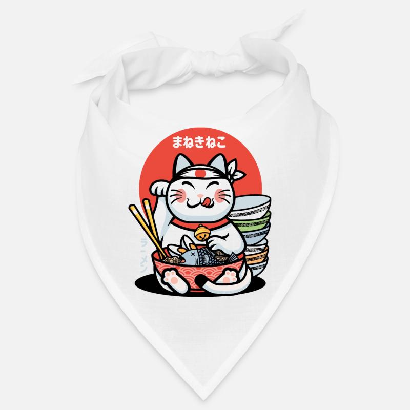 Maneki-Neko-Glücks-Ramen - Bandana - Weiß