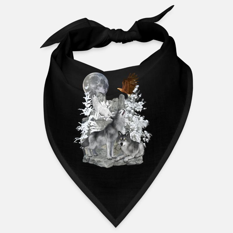 Wölfe,Winter, Adler, Mond Bandana