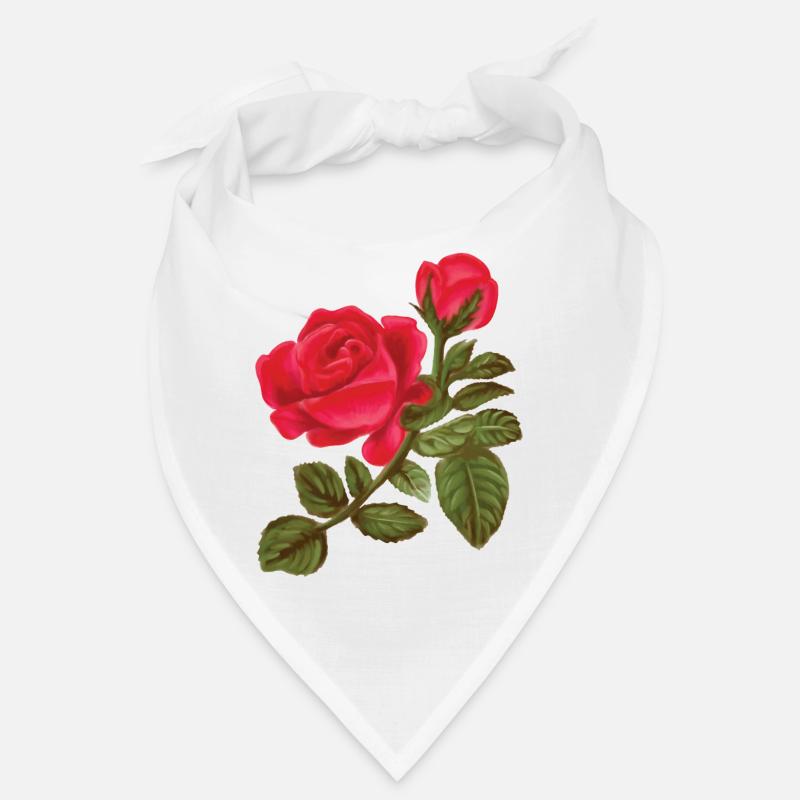 Rosen Aquarell handgemalt - Bandana - Weiß