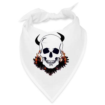Teufel Schädel Fegefeuer Hölle Satan teuflisch Tod - Bandana - Weiß - Vorne